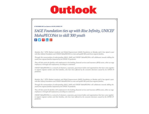 SAGE Foundation ties up with Rise Infinity, UNICEF MahaPECONet to skill 300 youth