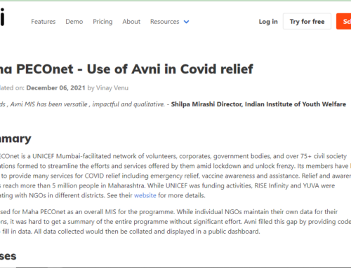 Maha PECOnet – Use of Avni in Covid relief